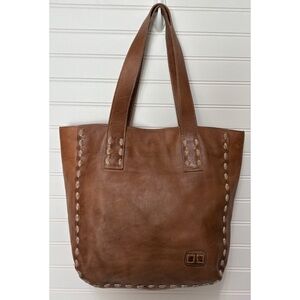 BED STU Stevie Brown Rustic Tan Medium Stitch Detail Tote Shoulder Bag Purse